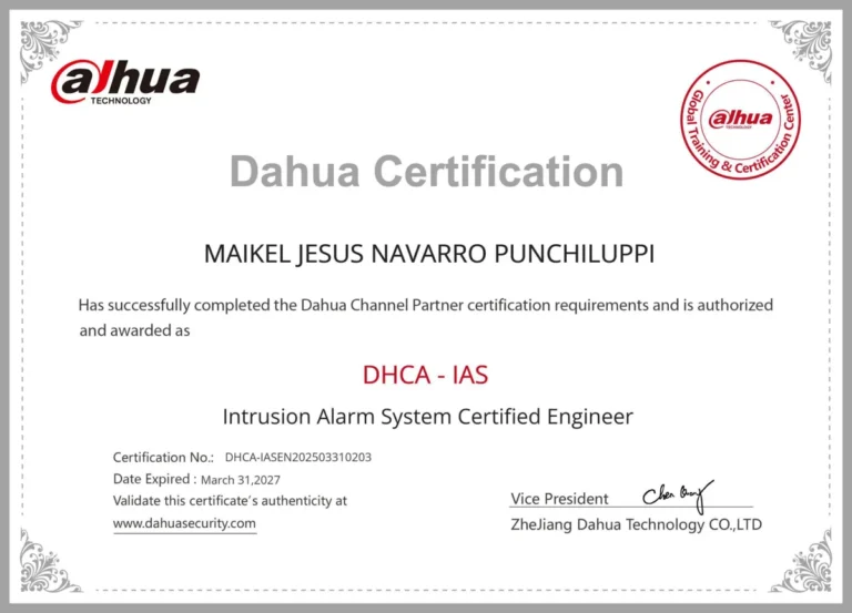 Certificación Dahua DHCA-IAS