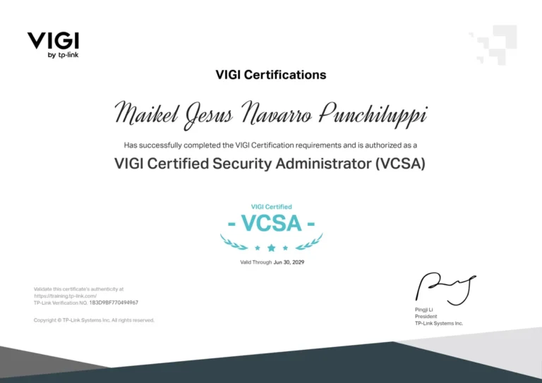 Certificación TP-Link VIGI VCSA